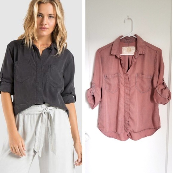 Bella Dahl Overdyed Split Back Button Down Sz XS - Picture 2 of 8